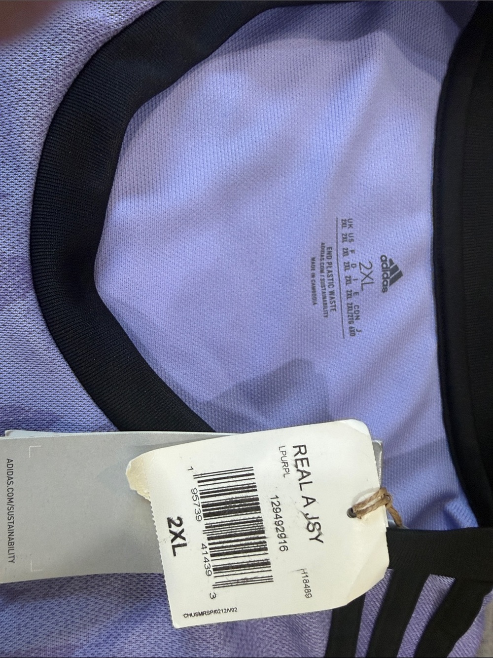 adidas Real Madrid Lavender and Black Training Jersey - Picture 3 of 4